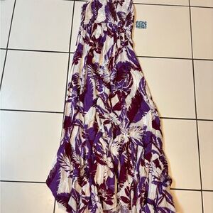 Free People Heat Wave Print Maxi Summer Dress Purple White  Size XS NWOT